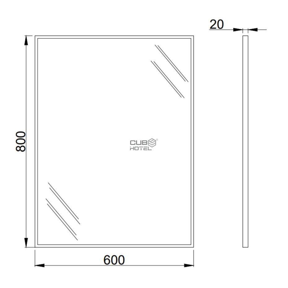 Espelho C/ Moldura Inox 800X600mm