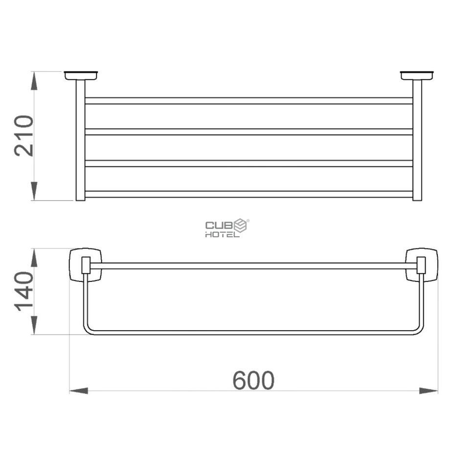 Repisa Con Barra Acero Inoxidable Acabado Brillo, 600 Mm