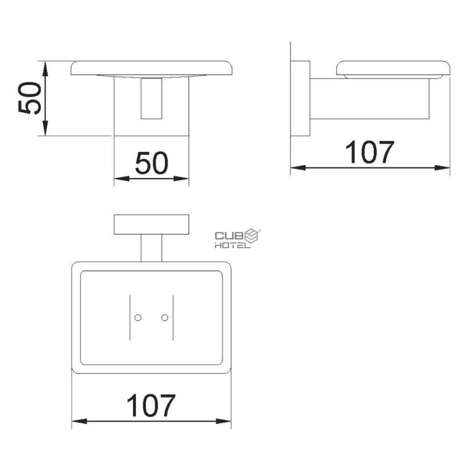 Jabonera Adosada Acero Inoxidable Acabado Brillo