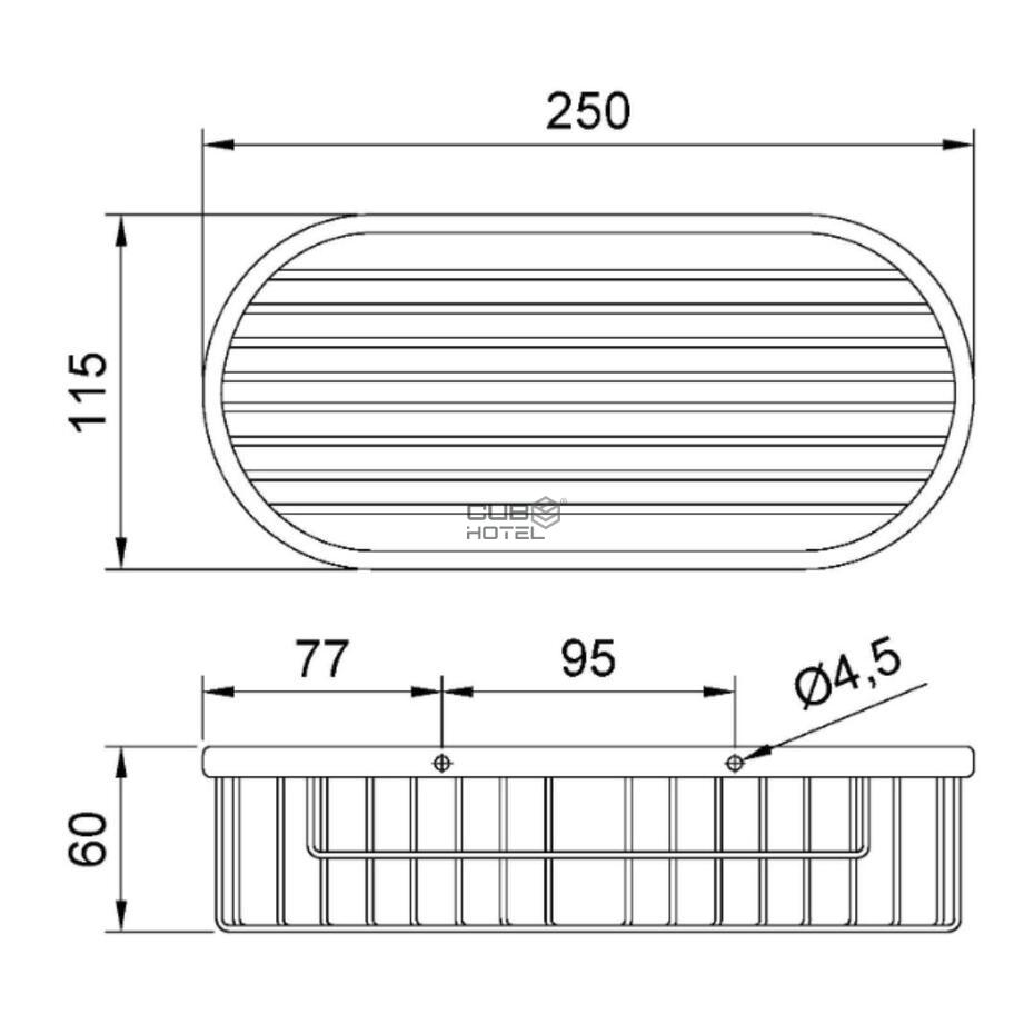 Saboneteira Parede Rectangular Grande Inox Escovado