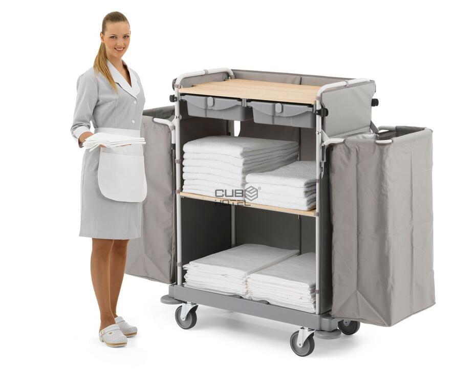 Carro Housekeeping Green Hotel 875 com 2 Sacos e 2 Gavetas