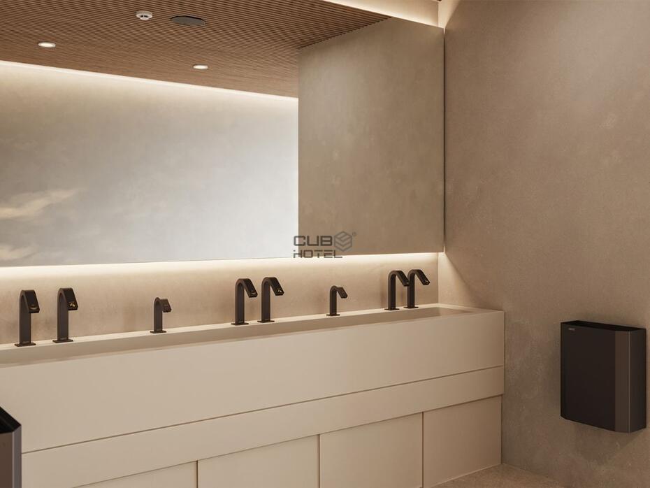 Conjunto ALL-IN-ONE Lavatório com Secador de Mãos, Torneira e Doseador de Sabão