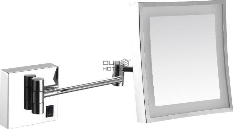Espelho quadrado extensível de Aumento 3x Luz LED