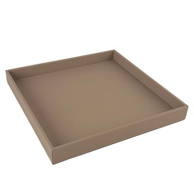 Square Service Tray Sand Faux Leather 35x35x5 cm