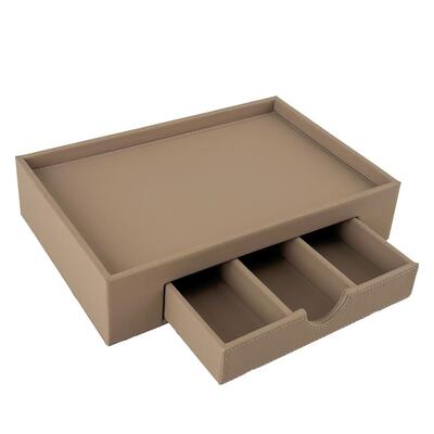 Bandeja com Gaveta Polipele Areia ou Preto 30x20x8cm