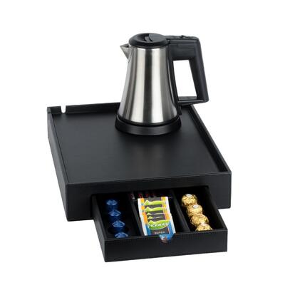 Hotel Space Tray Black Faux Leather + Star Kettle