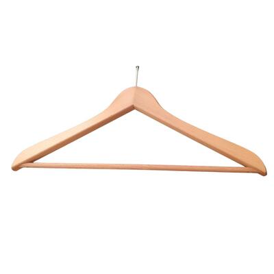 100 Natural Wood Hangers with Anti-Theft Hook 17 mm