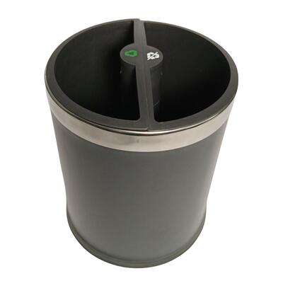 Cubo de hotel doble 10L redondo negro con separador para reciclaje
