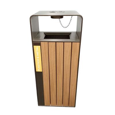 Ecoponto Cinzeiro Aço Inox Efeito Madeira