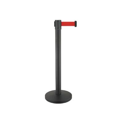 Poste gestor de filas preto com fita vermelha