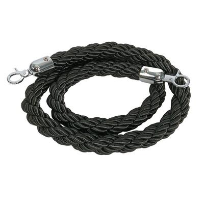 Cordão Preto Entrelaçado Separação 150cm com pontas cromadas