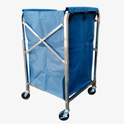 Carro de Lavandería de Acero Inoxidable 201 Desmontable con Saco Azul