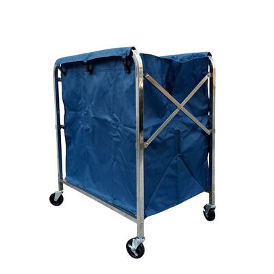 Carro de Lavandería Rectangular Plegable de Acero Inoxidable con Saco
