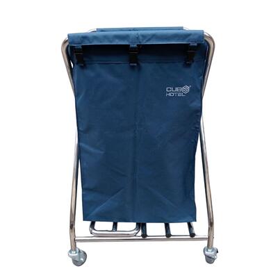 Carro Lavandaria Quadrado Encolher Metálico com Saco Azul 200L