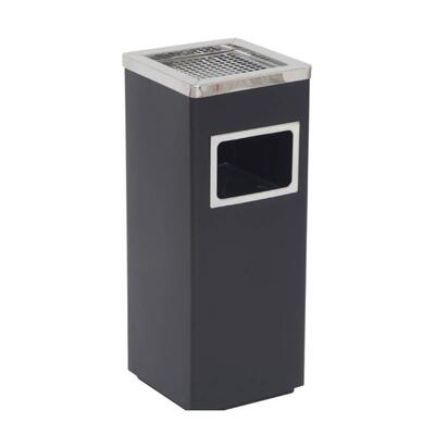 Papelera Cenicero 13L Acero Inoxidable Negro