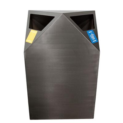 Papeleira Aço Inox Duas Aberturas - Balde Interior Galvanizado