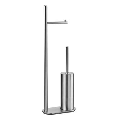 Escobillero con soporte de papel Inox Satinado