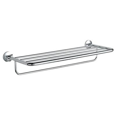 Prateleira Com Toalheiro Hotel Latão Cromado 550 mm